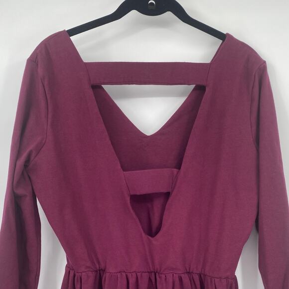 Tonlé Women's Plum Purple Stretch Midi Long Sleeve Dress Size Large - Picture 7 of 12